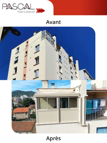 Loggia Terra dune aluminium Profils Systèmes fabrication PASCAL Menuiserie Alès avant / après