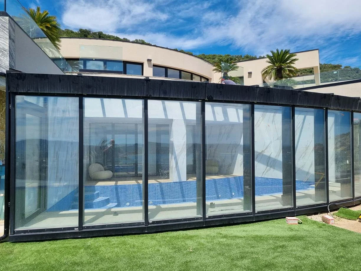 verrière extérieur sur mesure avec profilé alu extra fin pour vue dégagée